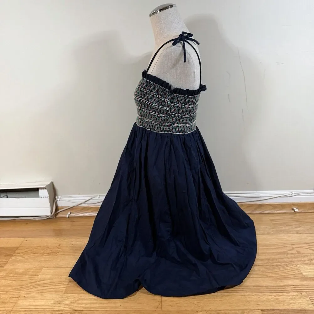 Tory Burch $358 Convertible Smocked Coverup Dress & Skirt Navy Blue M Vacation